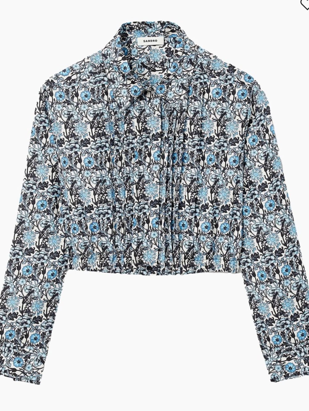 Sandro Cropped Silk Shirt